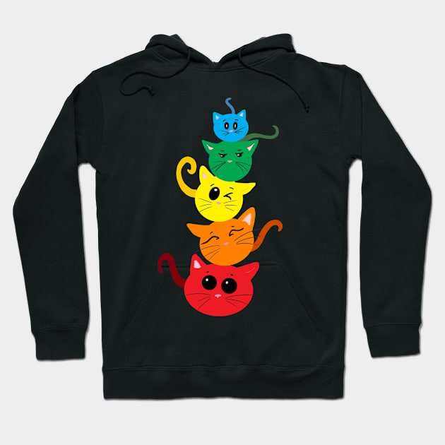 Rainbow Cats Hoodie by Jade Wolf Art